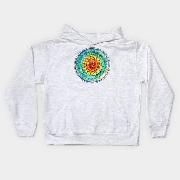 OM - Chakra Mandala - Rainbow - Charm Kids Hoodie by GrandTartaria